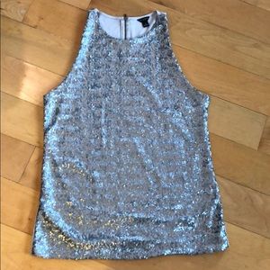 Ann Taylor Silver Sequined Tank